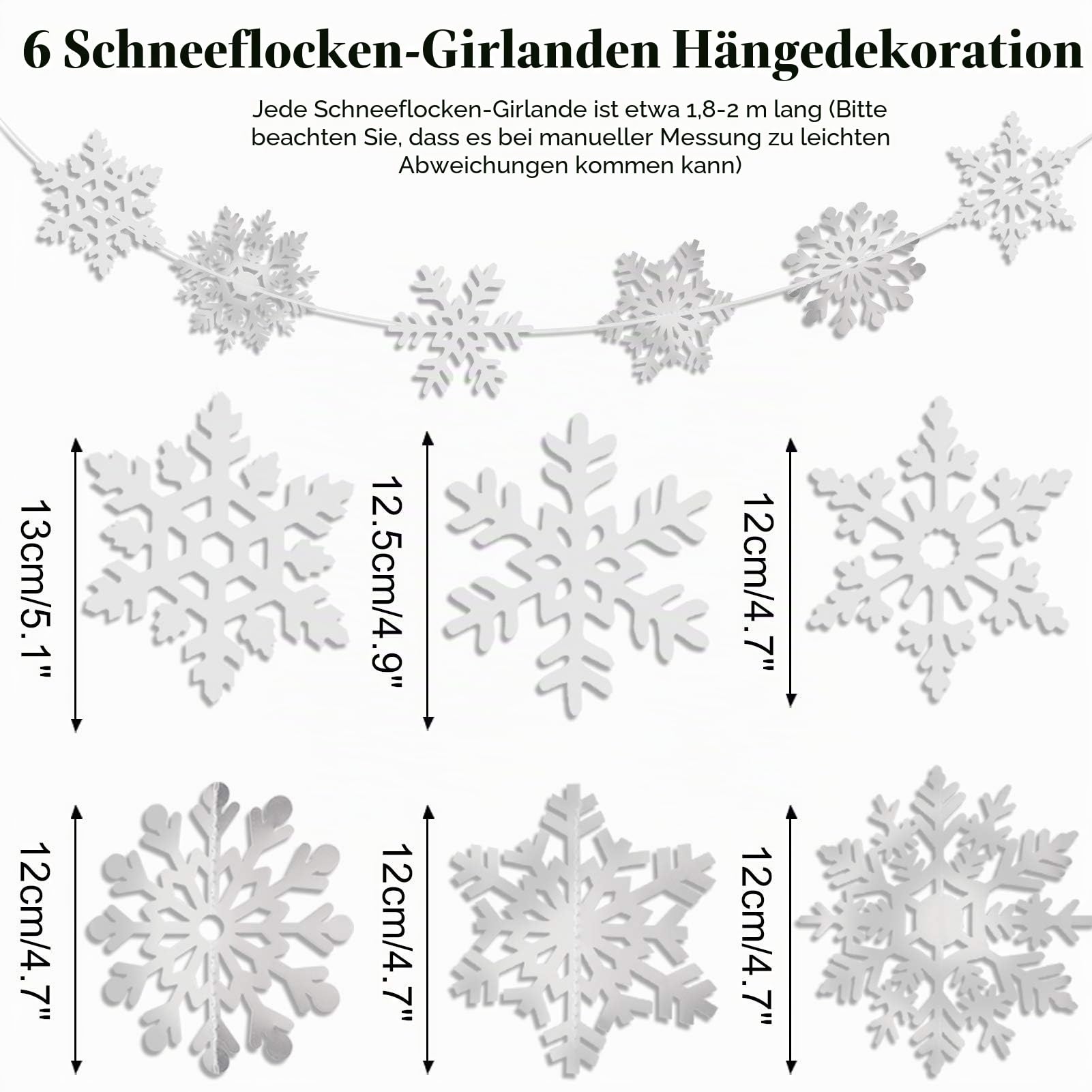 howaf-winter-girlande-schneeflocken-weiss-6x-2m-h-ngedeko image 2