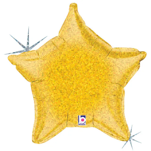 betallic-foil-balloons-gold-holographic-star-folienballon-21-zoll image 1