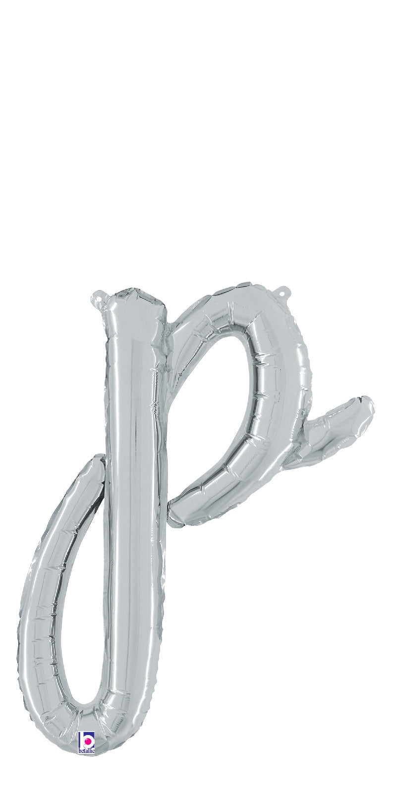 betallic-script-letter-p-folienballon-24-silber-flach image 1