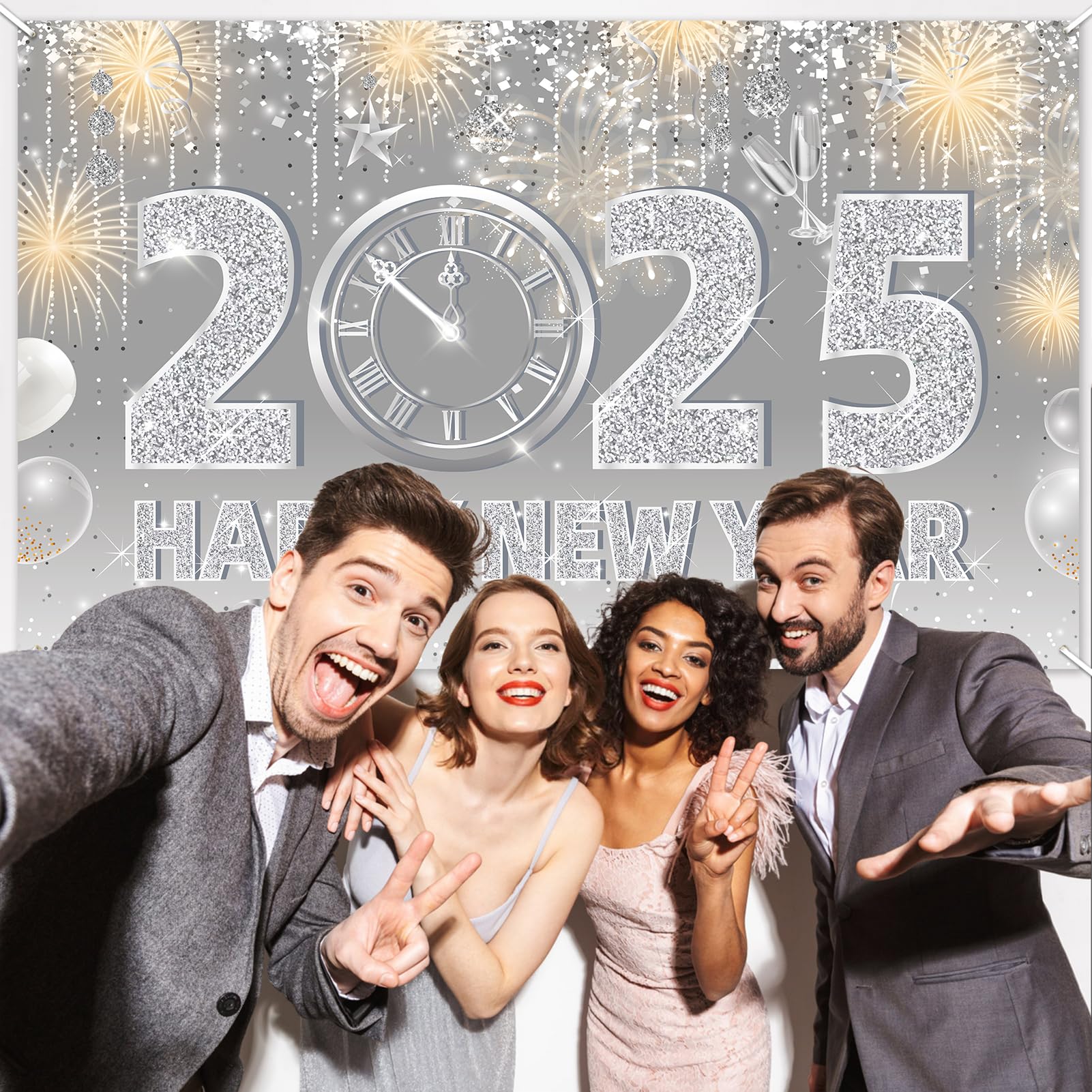howaf-happy-new-year-banner-stoff-185x110cm-silber-2025 image 4