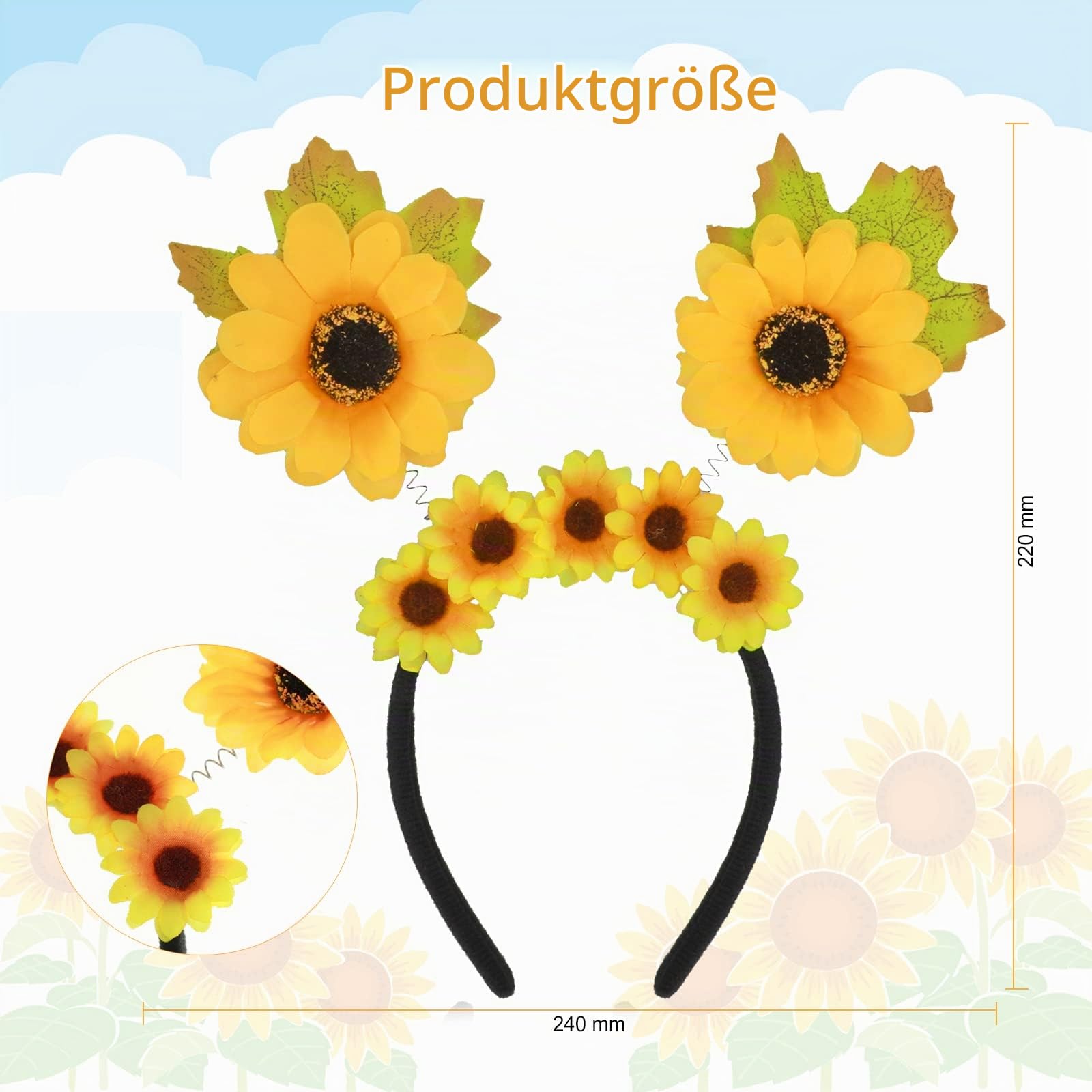 howaf-sonnenblumen-kost-m-set-damen-haarreif-brille-tattoos image 3
