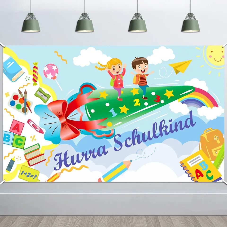 howaf-hurra-schulkind-banner-stoff-185x110-cm-einschulung image 1