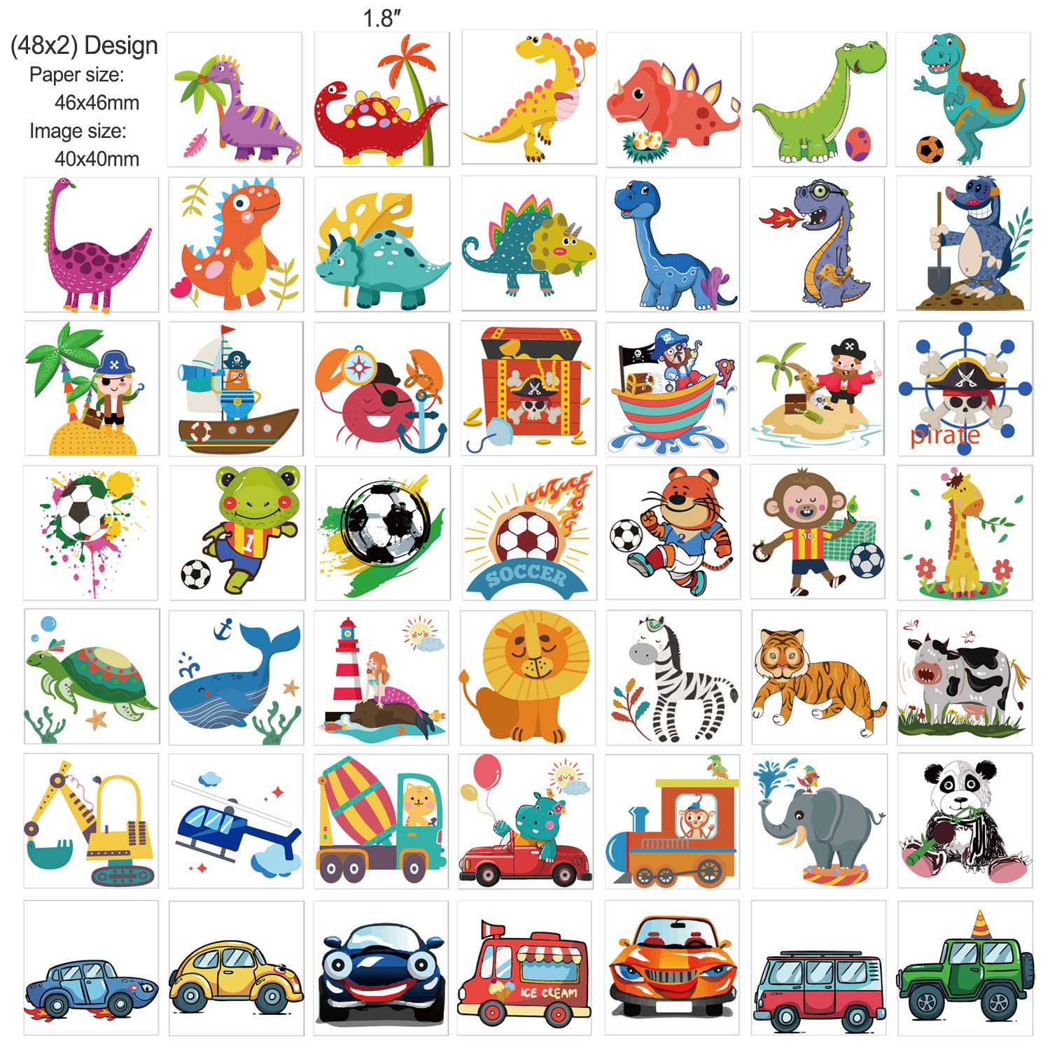 howaf-tattoo-kinder-96-st-ck-mehrfarbig-piraten-dino-fu-ball image 4