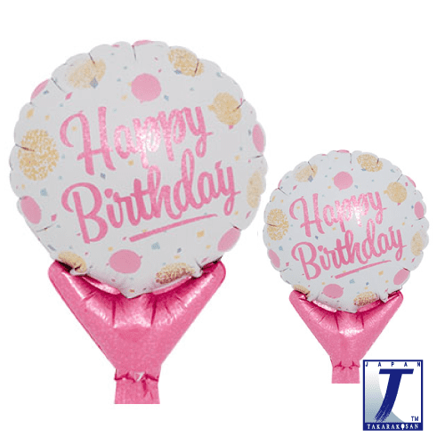 takara-upright-round-5-happy-birthday-luftballon-gold-pink-dots image 1