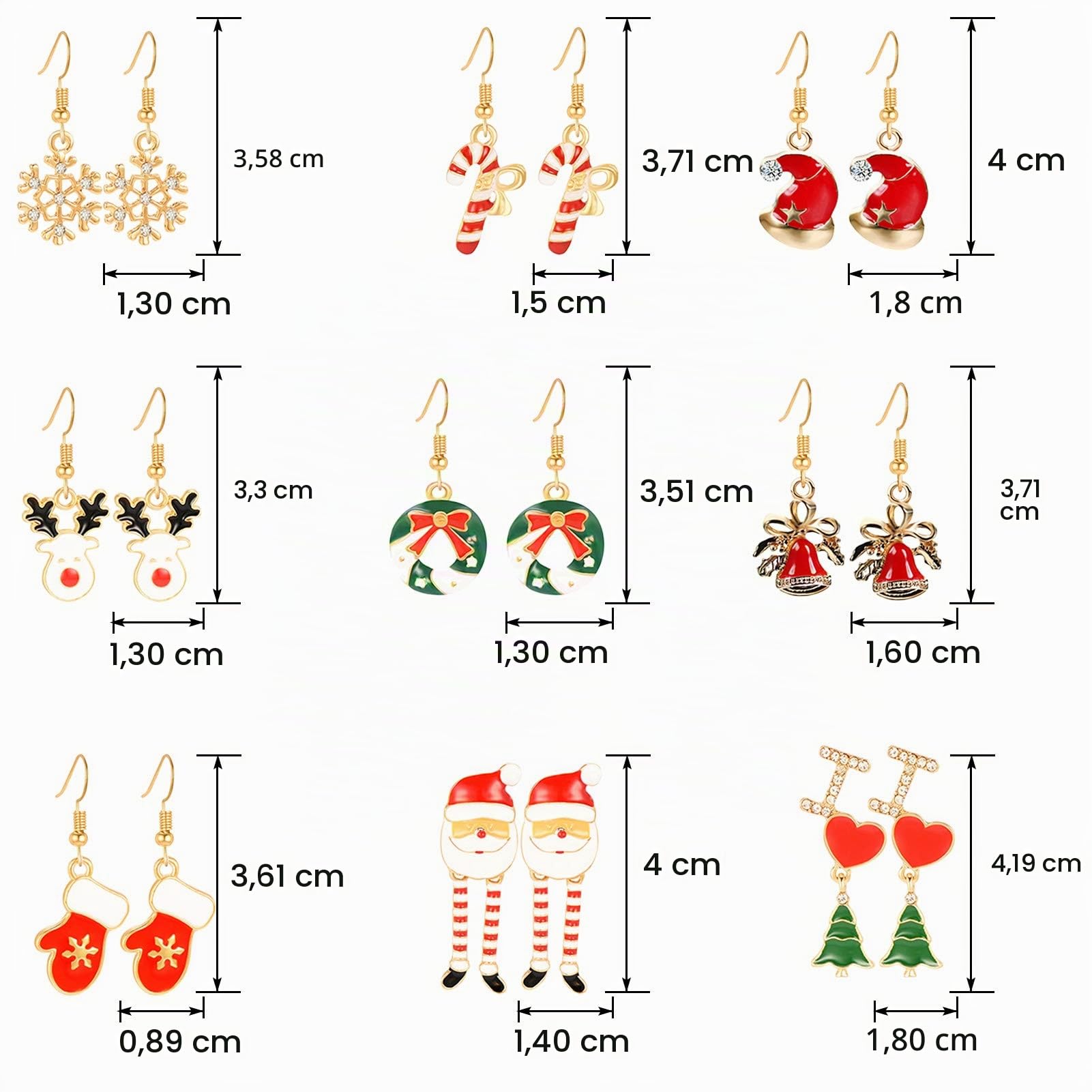 howaf-weihnachten-ohrringe-9-paar-h-ngeohrringe-set-damen image 2