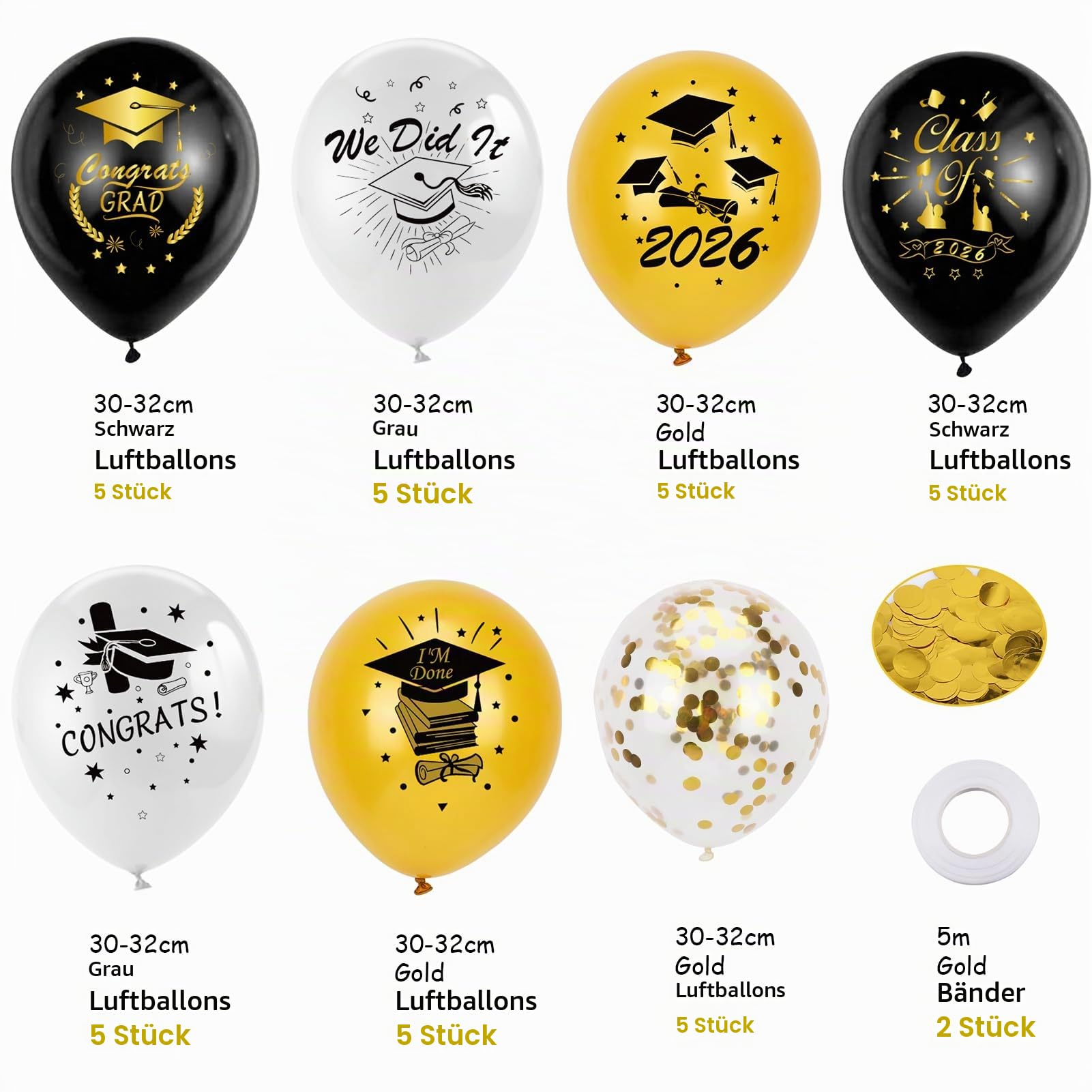 howaf-abschluss-luftballons-set-schwarz-gold-30-st-ck image 3