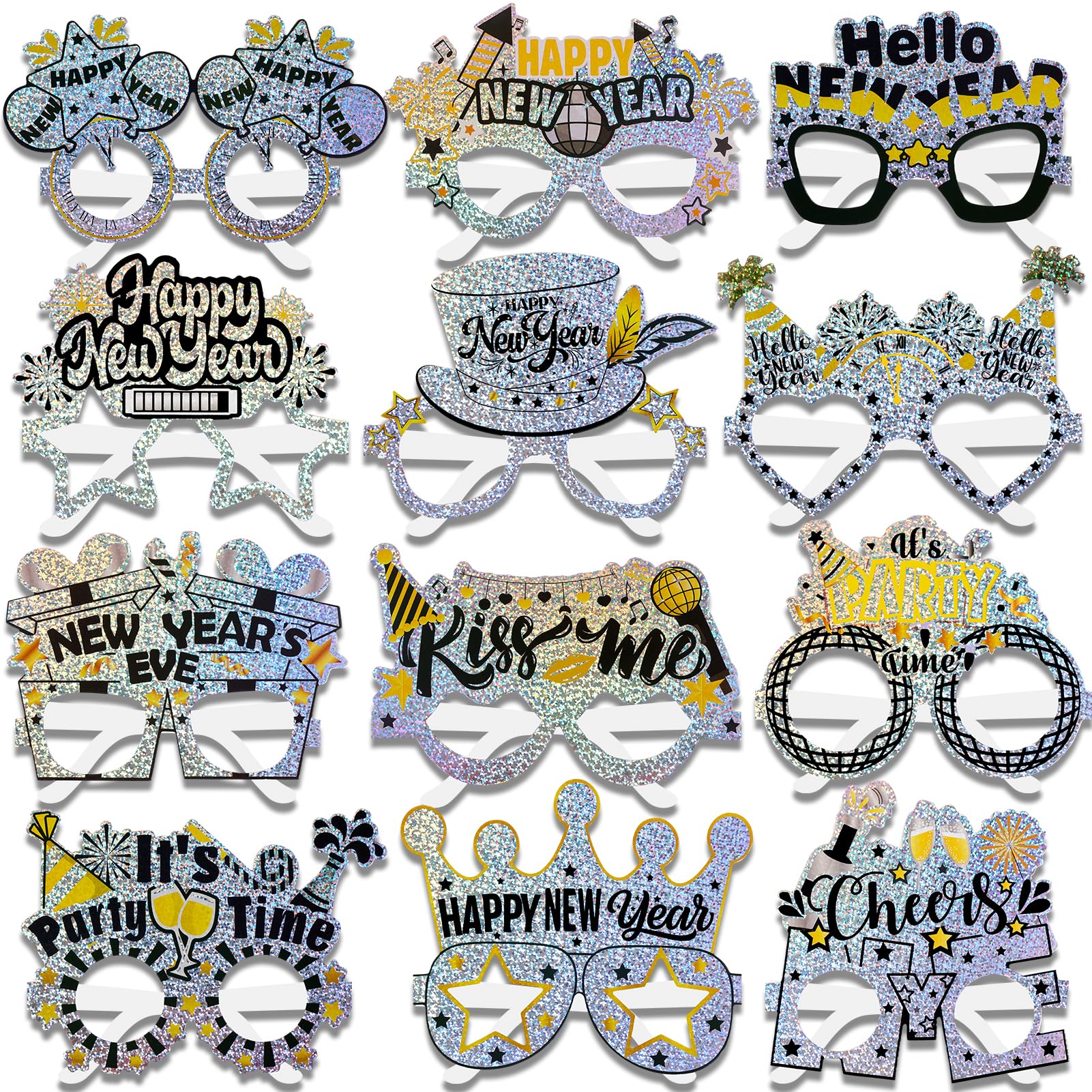 howaf-silvester-brille-2027-glitzer-silber-12-st-ck-party image 1