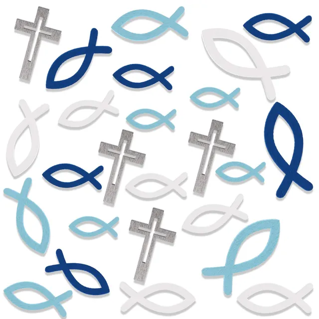 howaf-streudeko-holz-fische-kreuz-blau-100-st-ck-taufe image 1