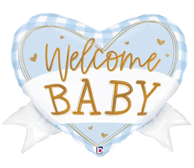 betallic-foil-balloons-blue-gingham-baby-folienballon-28-zoll image 1