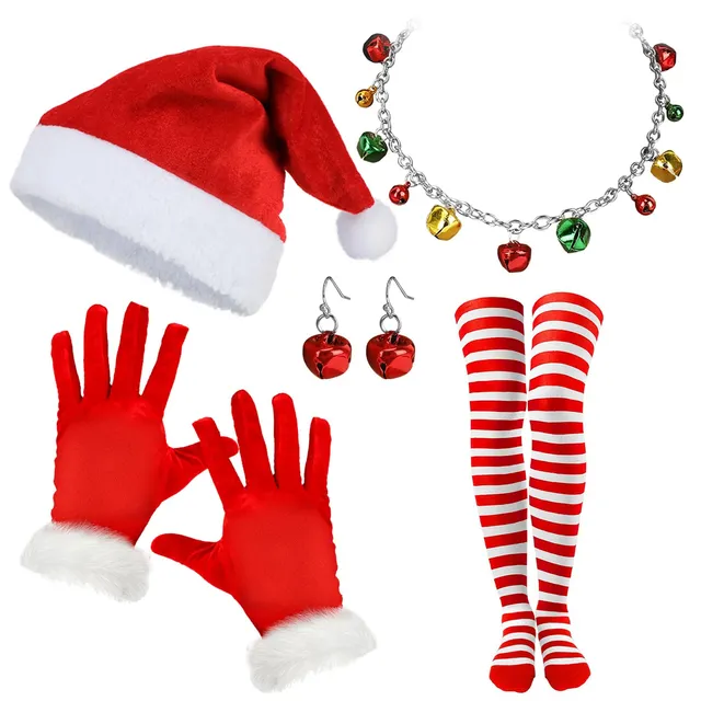howaf-weihnachtsmann-kostuem-damen-set-muetze-handschuhe-socken image 1