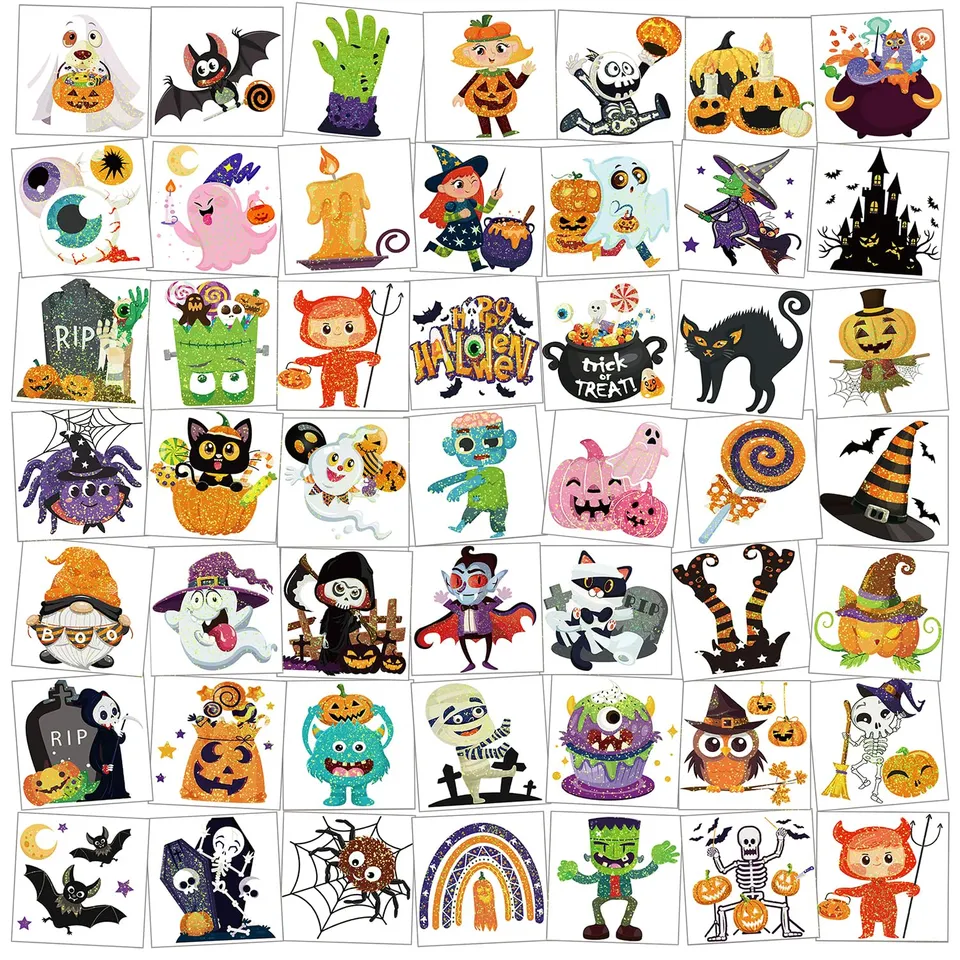 howaf-temporary-tattoos-kinder-halloween-glitzer-96-blatt image 1