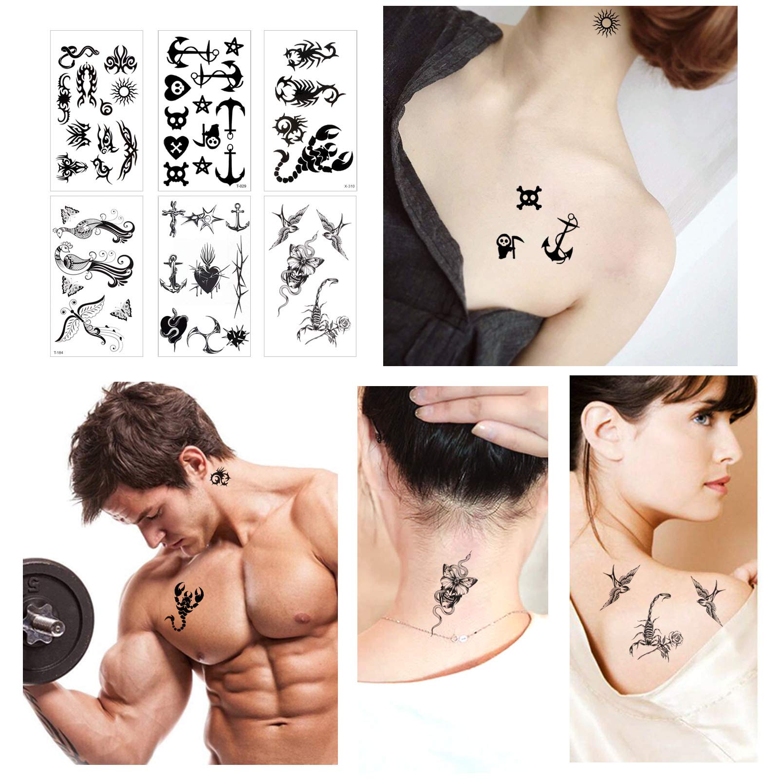 howaf-tempor-re-tattoos-schwarz-40-bl-tter-klein-adler-l-we image 6