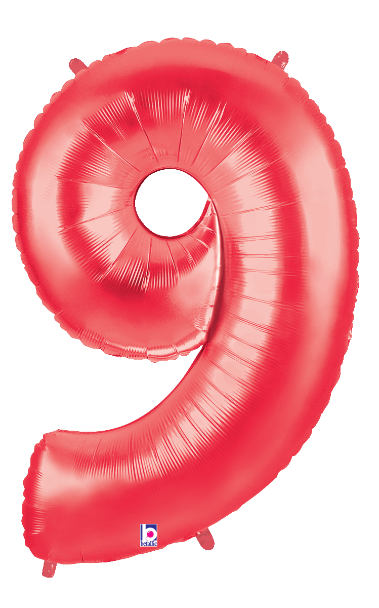 betallic-zahl-9-rot-folienballon-34-zoll-megaloons-glitter image 1