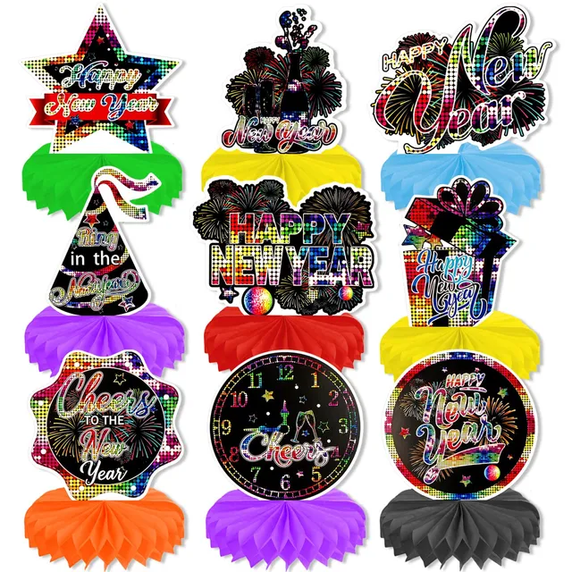 howaf-silvester-deko-2026-bienenwabe-9-st-ck-bunt-tischdeko image 1