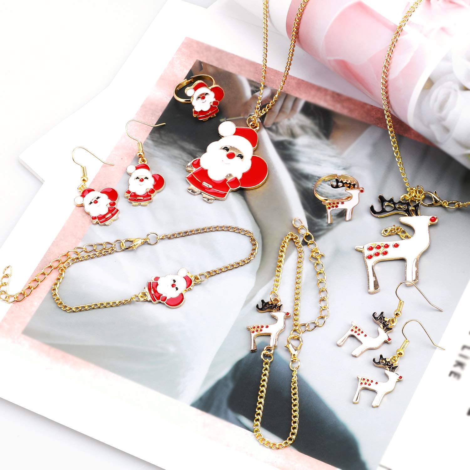 howaf-weihnachten-schmuckset-m-dchen-10-tlg-rentier-santa image 6