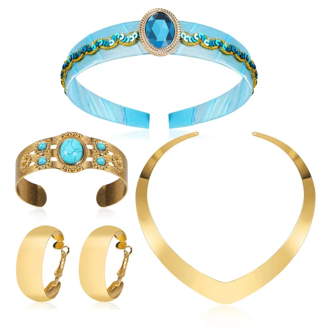howaf-prinzessin-kost-m-damen-schmuck-set-krone-gold image 1
