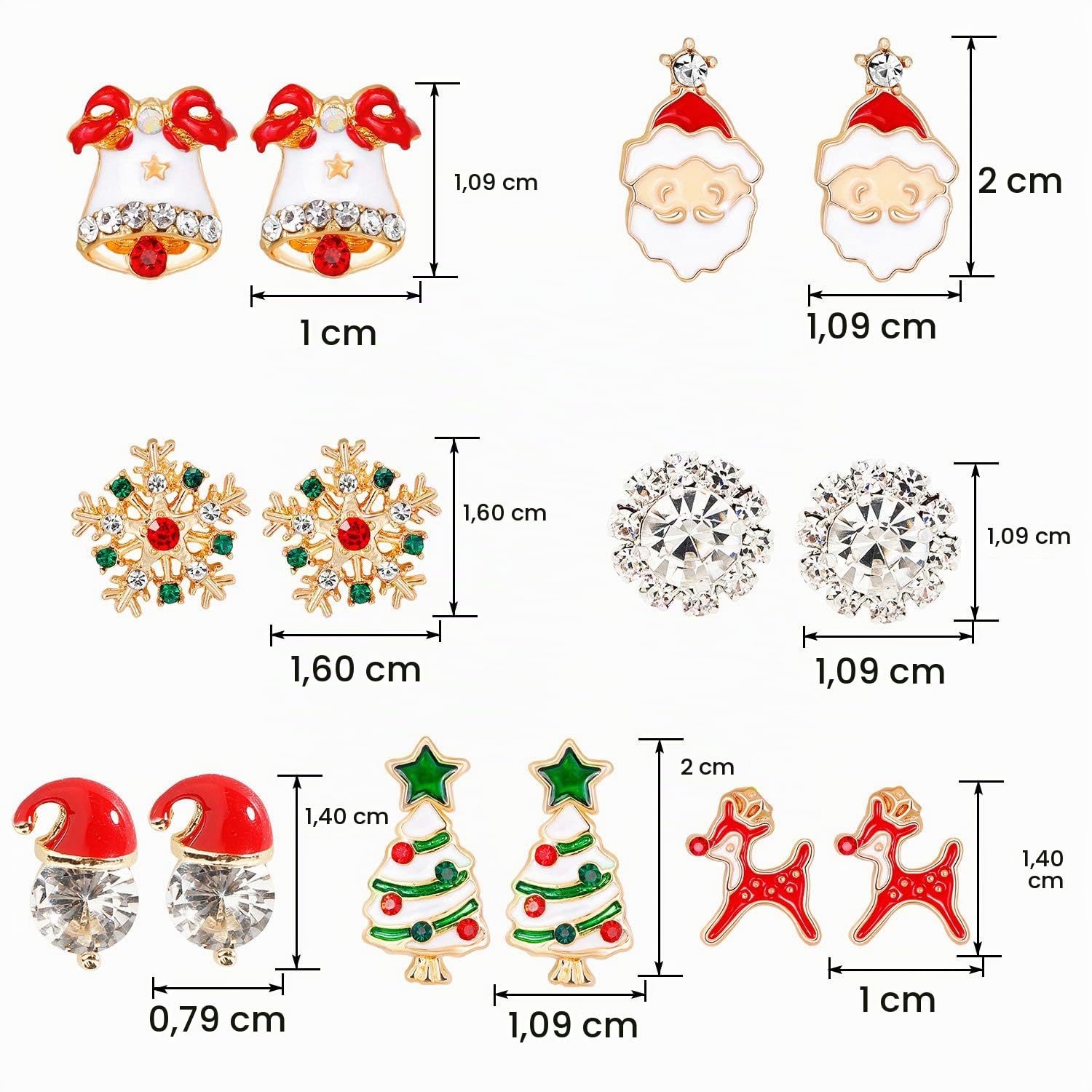 howaf-weihnachten-ohrringe-ohrstecker-set-7-paare-damen image 2