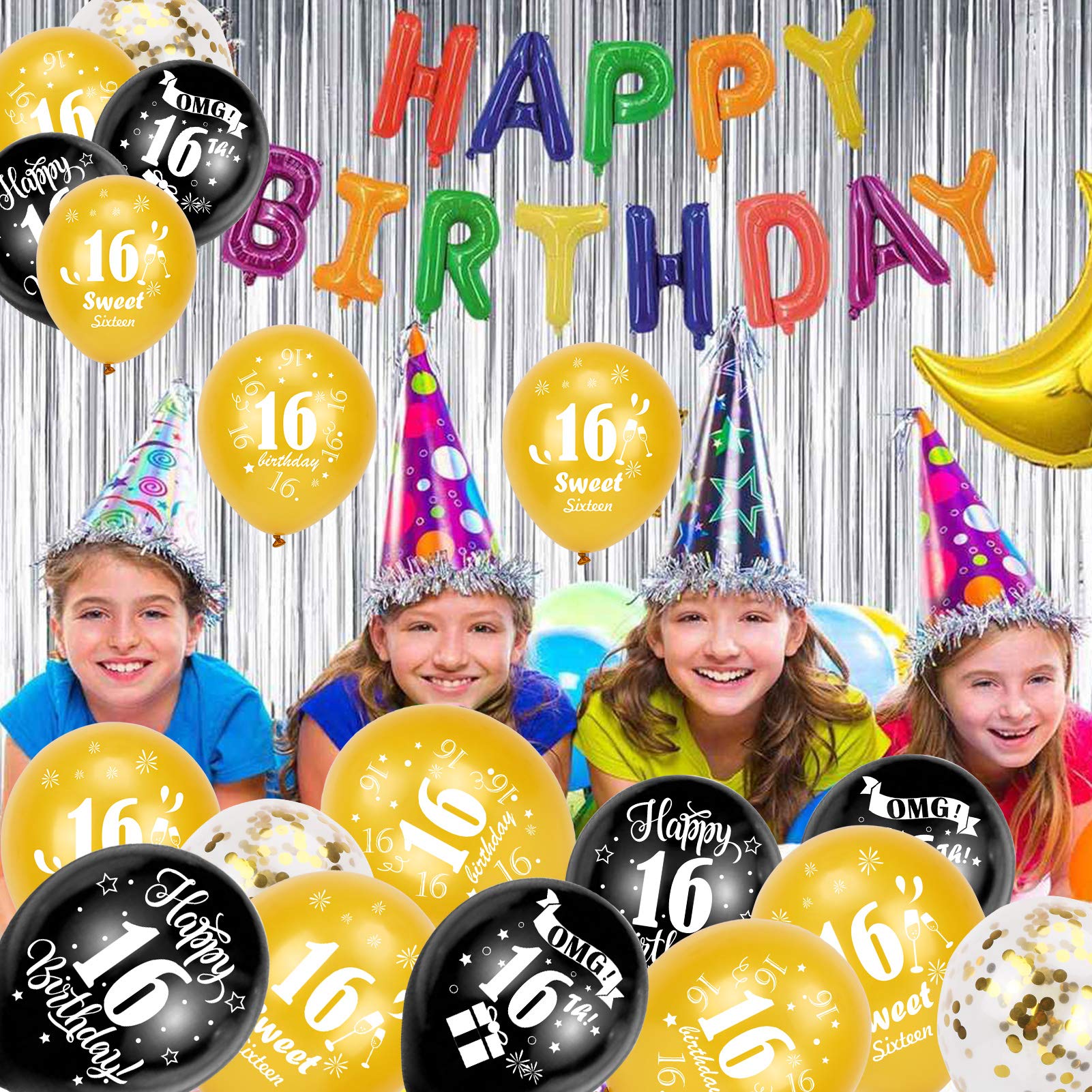 howaf-16-geburtstag-luftballons-30-st-ck-schwarz-gold image 7