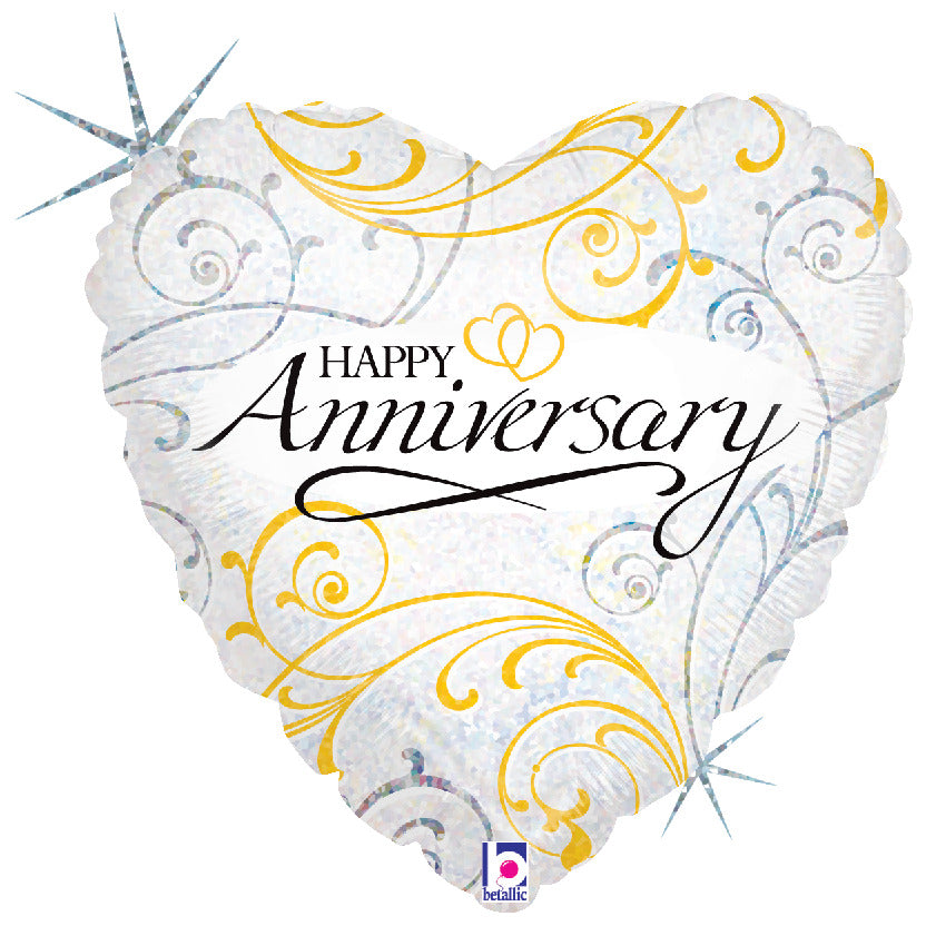 betallic-foil-filigree-anniversary-folienballon-45cm-holographic image 1