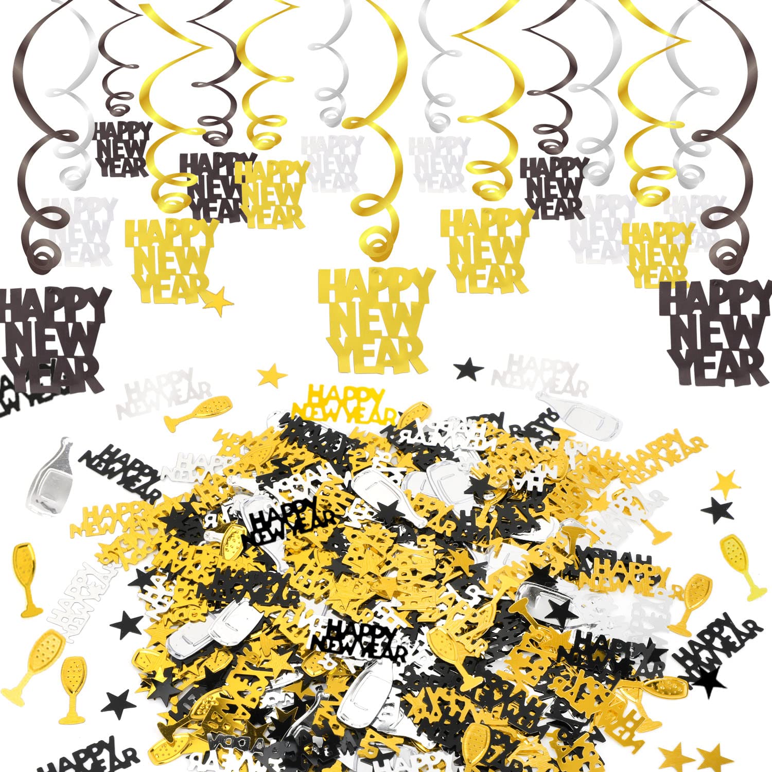 howaf-silvester-deko-15-tlg-h-ngedeko-girlande-schwarz-gold-silber image 1