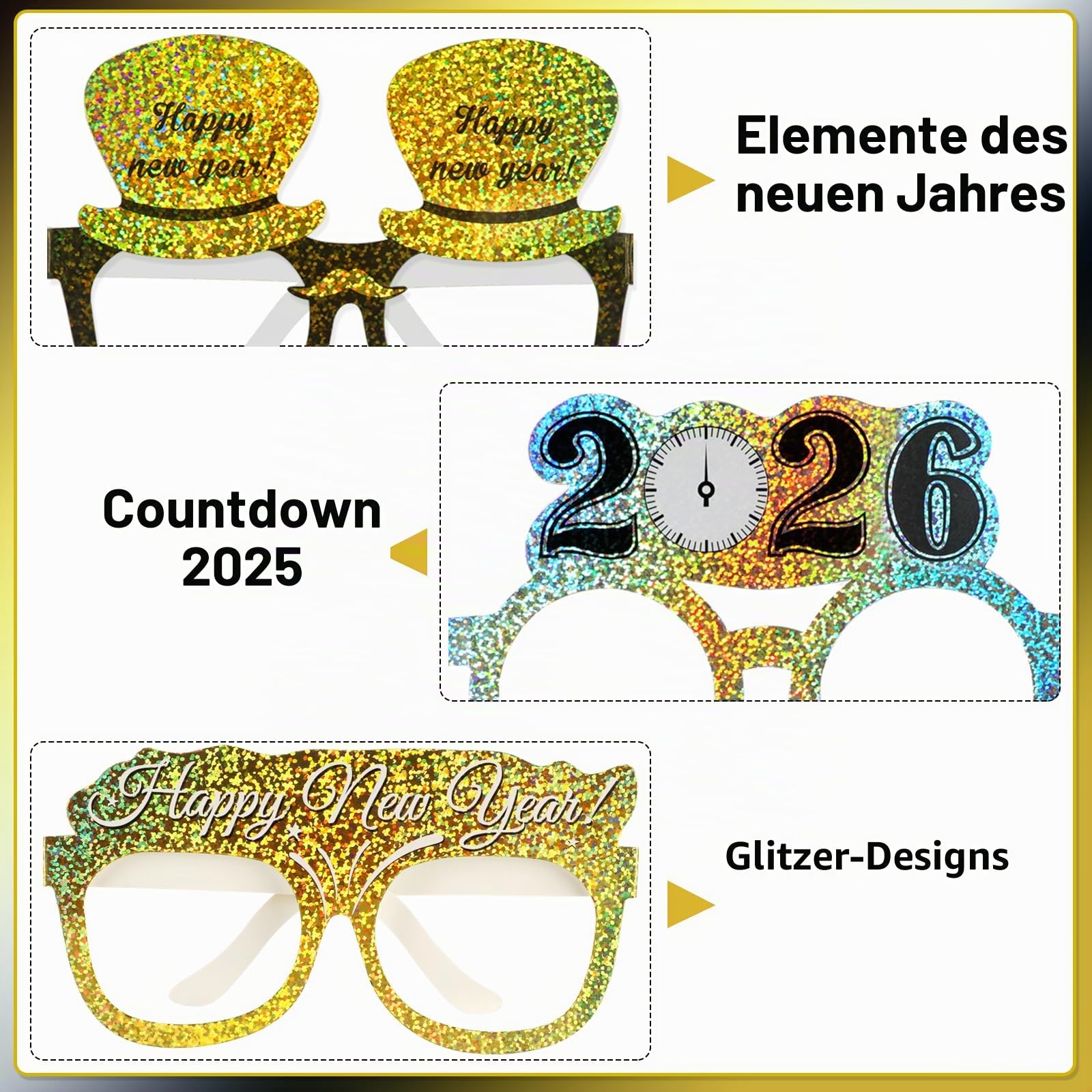 howaf-silvester-brille-2026-18-st-ck-happy-new-year-glitzer image 4