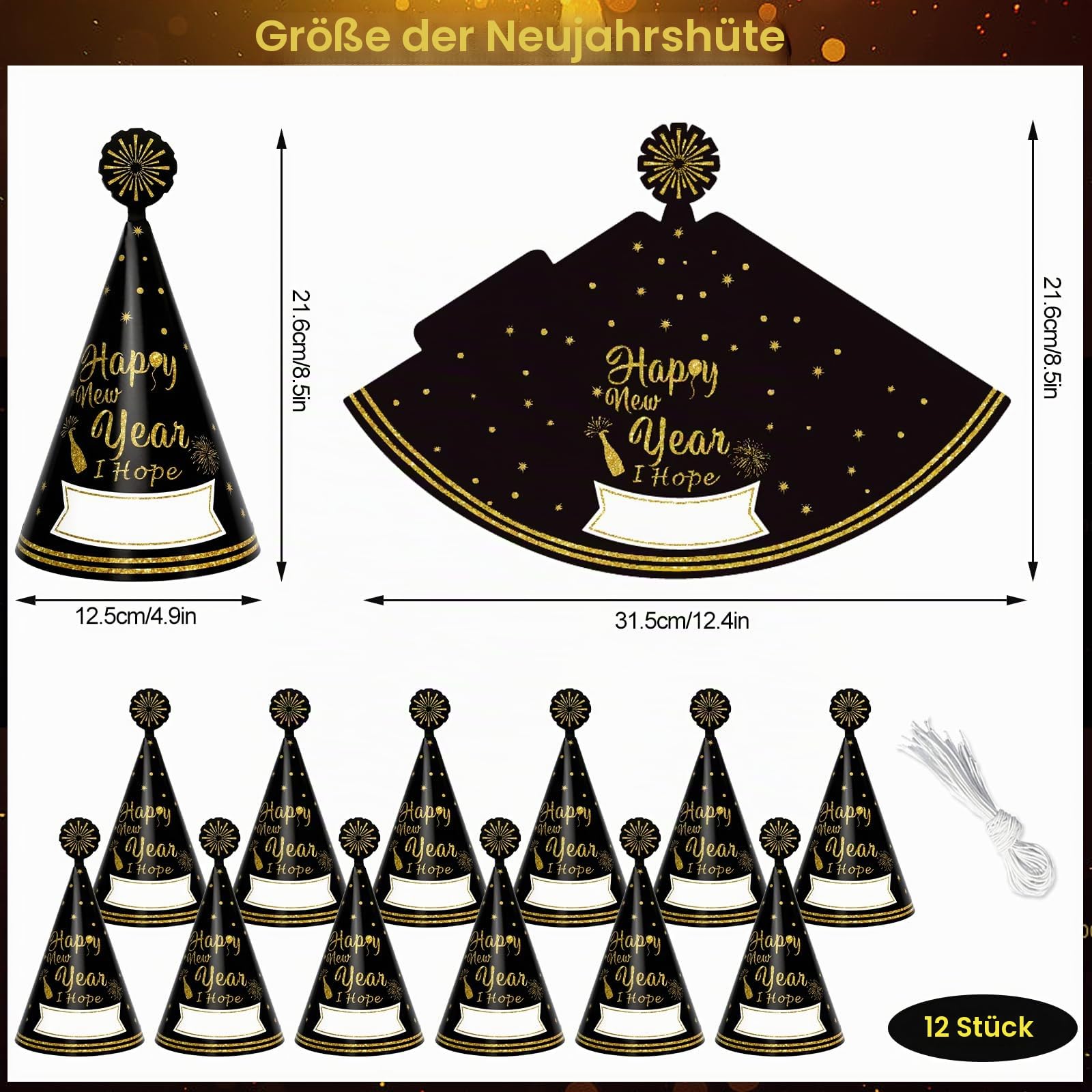 howaf-silvester-deko-2027-party-set-24tlg-h-te-brillen-schwarz-gold image 2