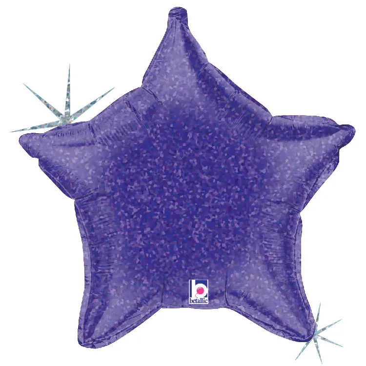 betallic-folienballon-21-stern-purple-holografisch image 1