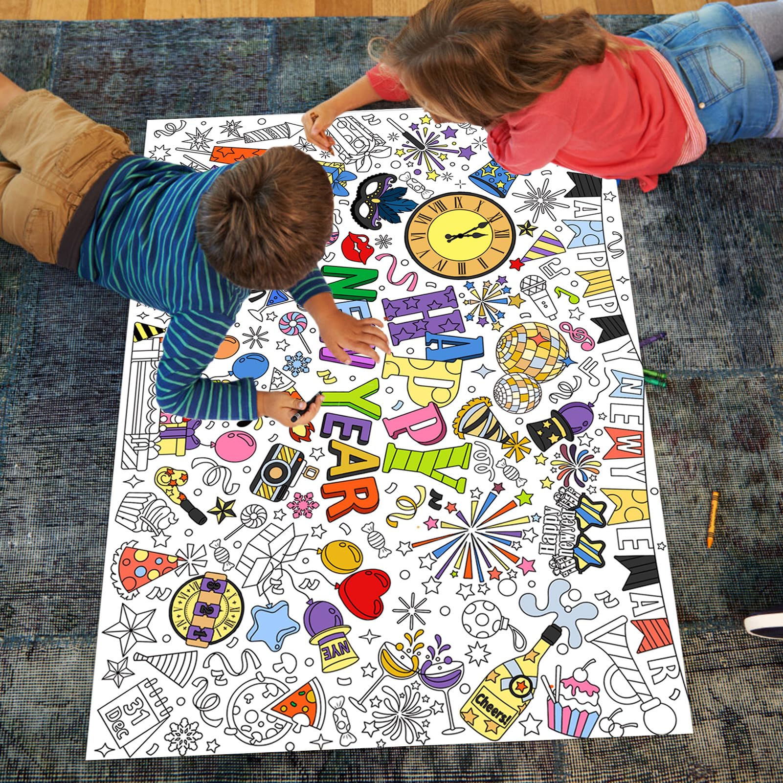 howaf-happy-new-year-ausmal-tischdecke-papier-mit-24-stiften image 7