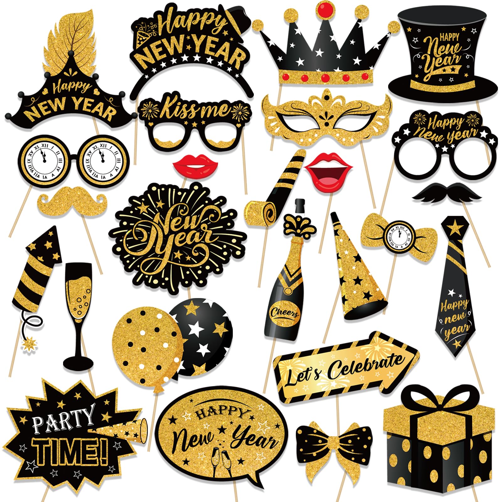 howaf-silvester-deko-2027-set-53-teilig-schwarz-gold-ballons image 4