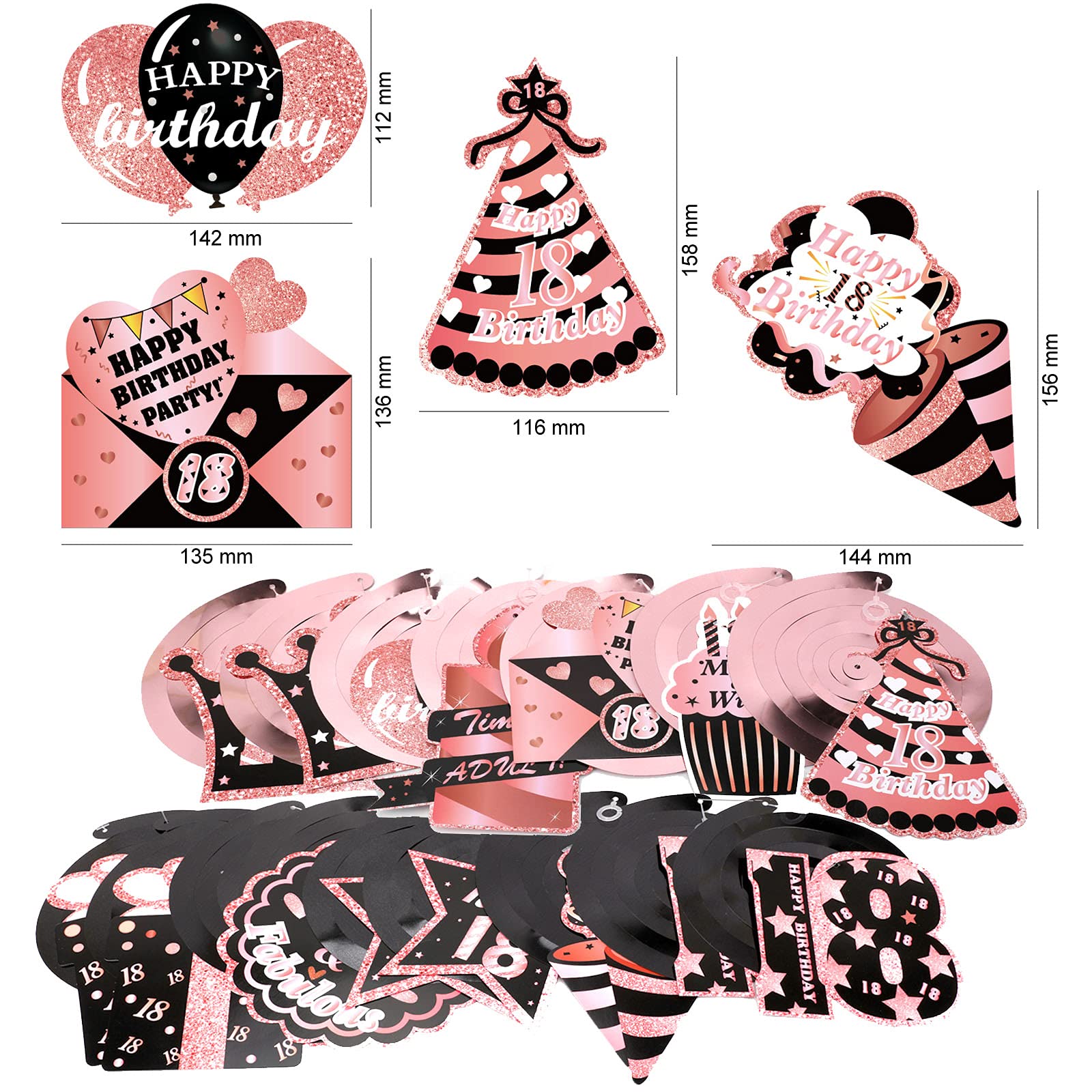 howaf-18-geburtstag-h-ngedeko-rosegold-30-st-ck-spiralen-wirbel image 3