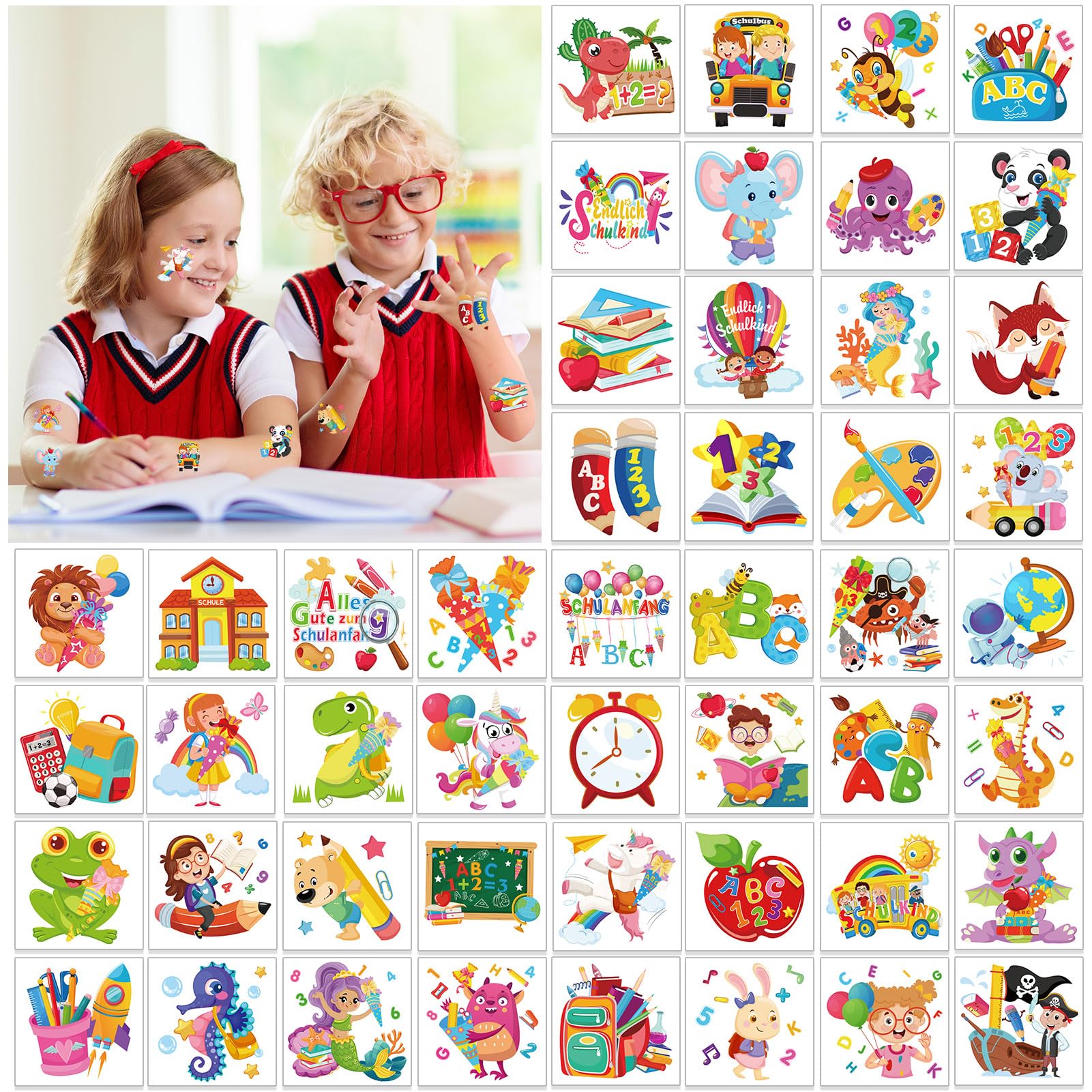 howaf-einschulung-tattoos-kinder-96-st-ck-schulanfang-set image 2