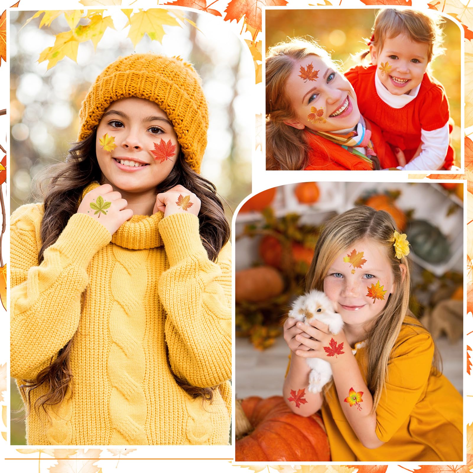 howaf-temporary-tattoos-herbst-glitzer-tattoos-72-st-ck-ahorn image 6