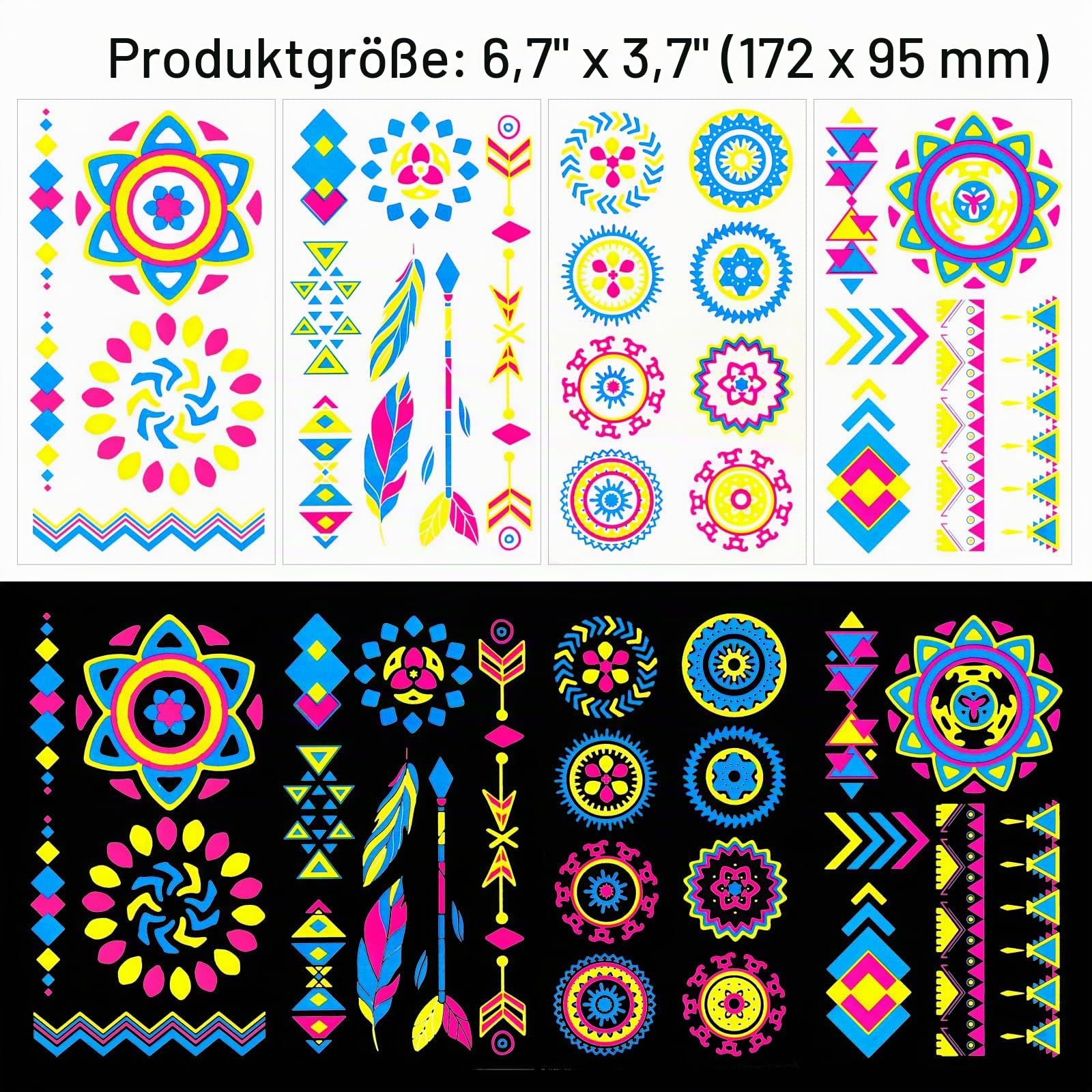 howaf-neon-tattoos-schwarzlicht-klebetattoos-20-bl-tter image 3