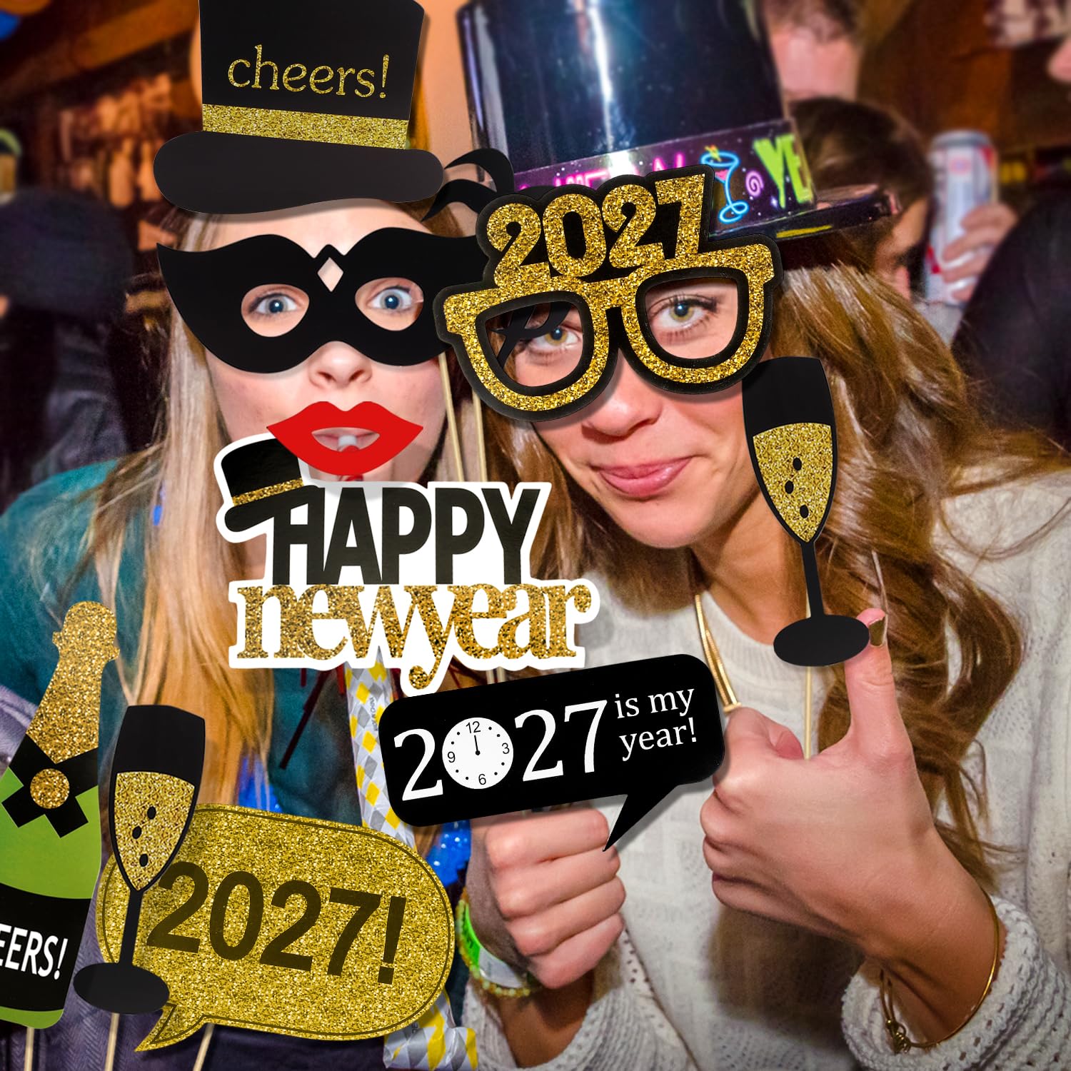 howaf-silvester-foto-requisiten-21-st-ck-schwarz-gold image 6