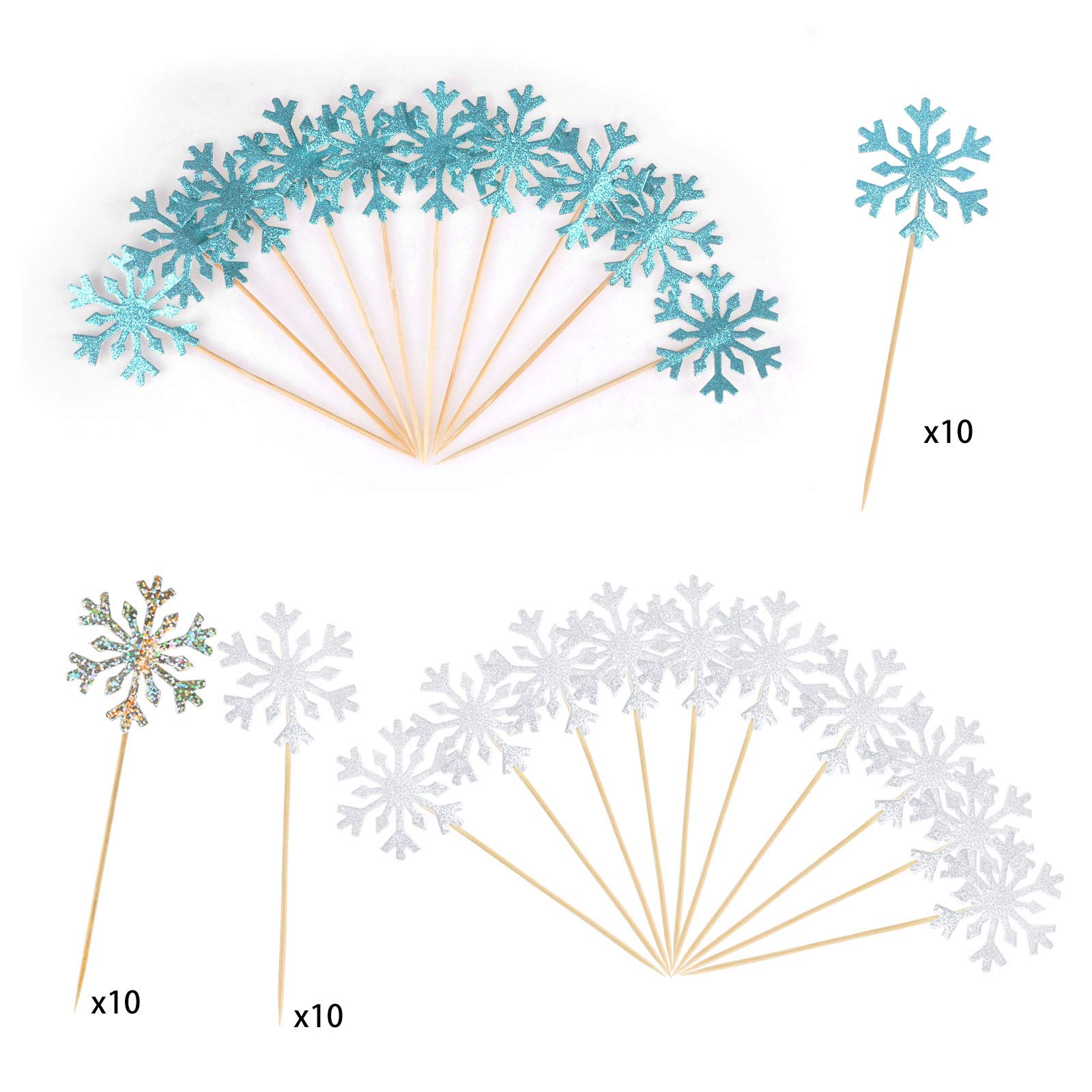 howaf-schneeflocken-tortendeko-cupcake-topper-30-st-ck-blau-silber image 3