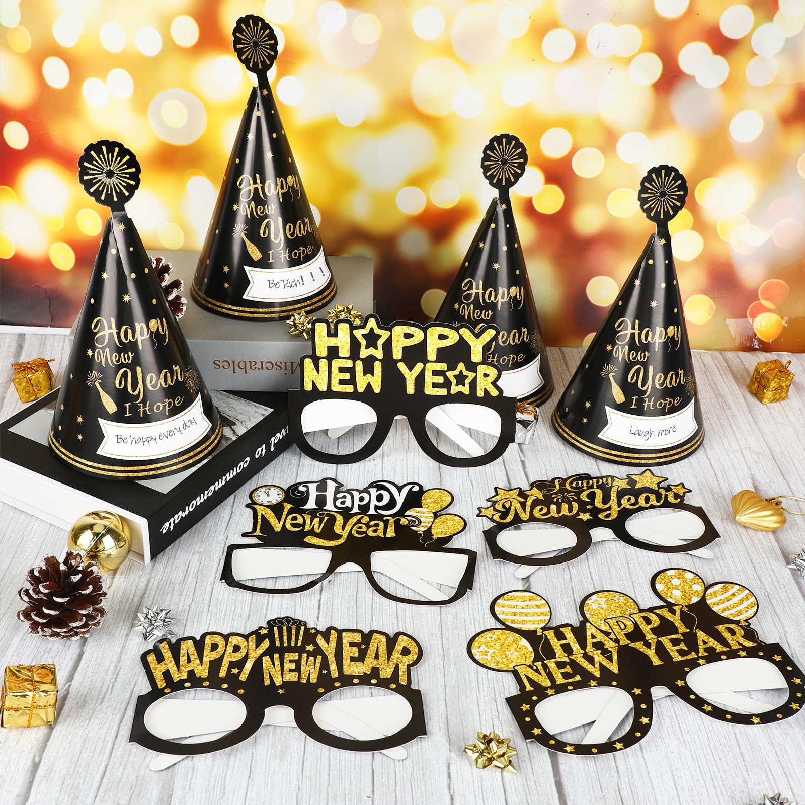 howaf-silvester-deko-2027-party-set-24tlg-h-te-brillen-schwarz-gold image 5