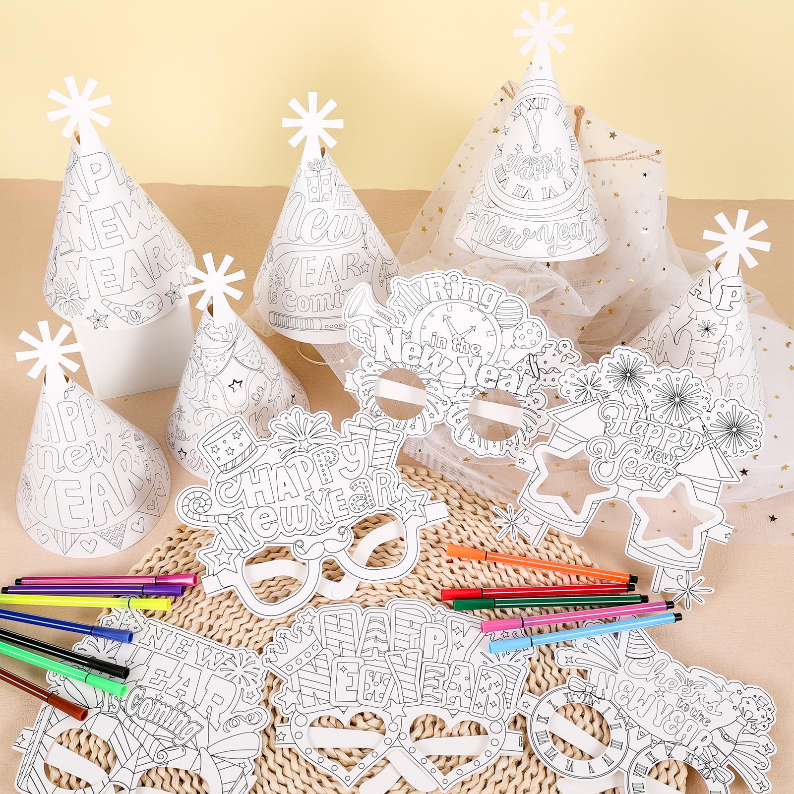 howaf-silvester-deko-zum-ausmalen-huete-brille-set-a image 4