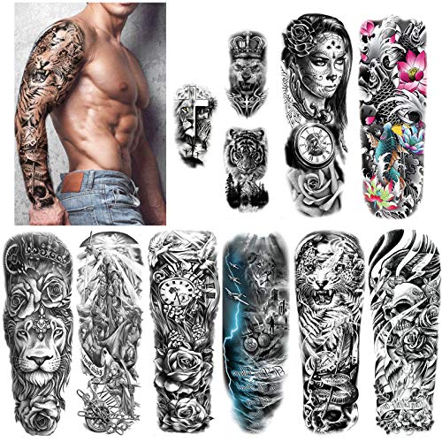 howaf-tempor-re-tattoos-vollarm-11-bl-tter-schwarz-wasserdicht image 7