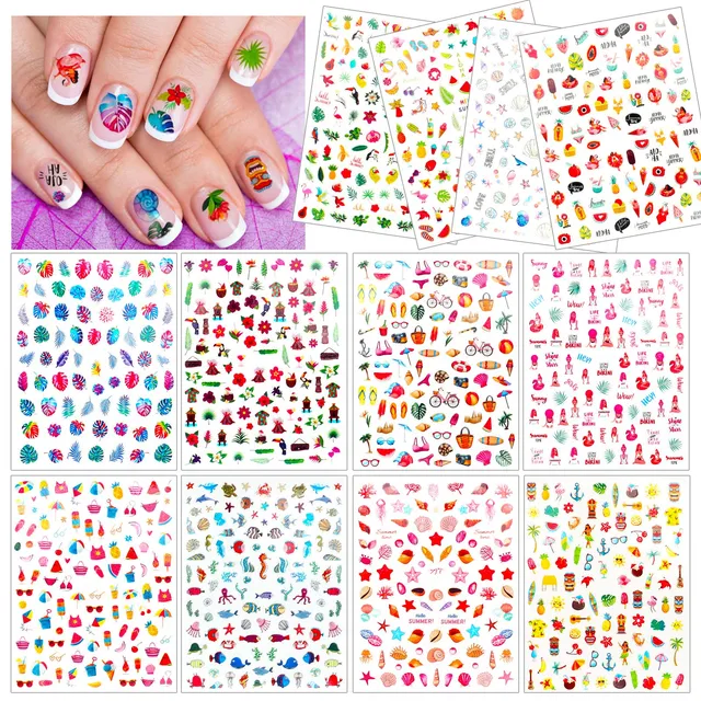 howaf-nagel-sticker-sommer-set-12-blatt-hawaii-3d image 1