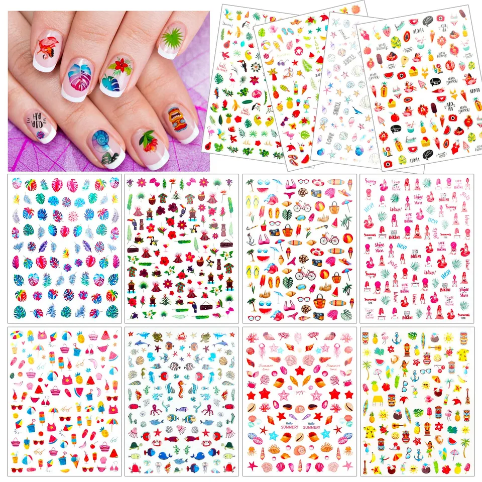 howaf-nagel-sticker-sommer-set-12-blatt-hawaii-3d image 1