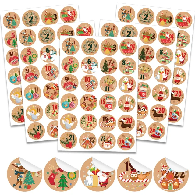 howaf-adventskalender-aufkleber-zahlen-1-24-sticker-kraft-192-stk image 1