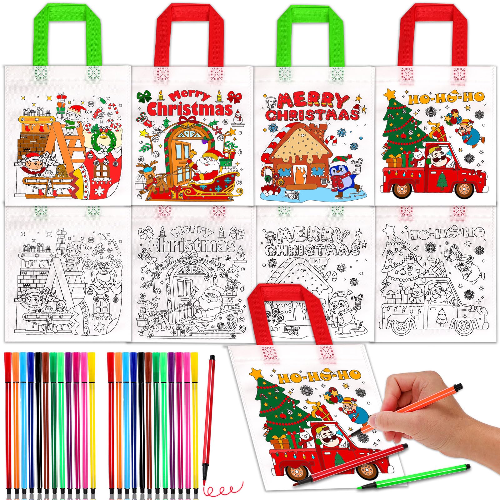 howaf-stoffbeutel-weihnachten-bemalen-12-taschen-24-stifte image 1