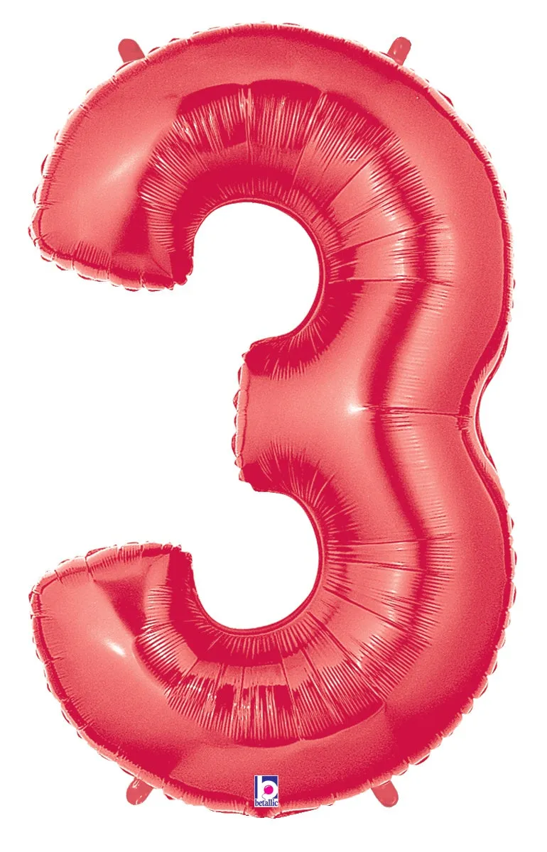 betallic-number-3-red-folienballon-34-rot-holographic image 1