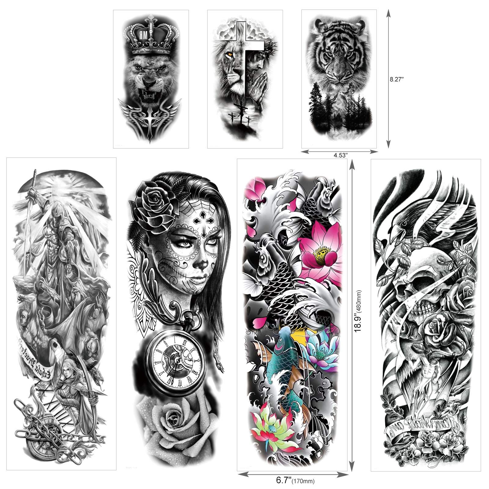 howaf-tempor-re-tattoos-vollarm-11-bl-tter-schwarz-wasserdicht image 3