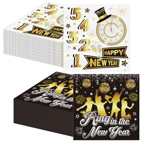 howaf-happy-new-year-servietten-schwarz-gold-40-st-ck-33x33 image 8
