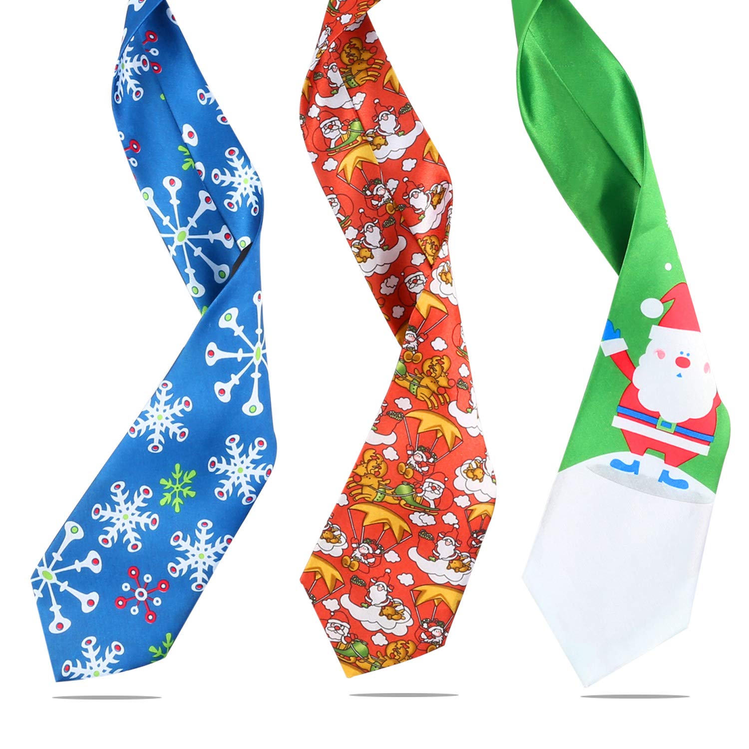 howaf-weihnachtskrawatte-herren-3er-set-schneeflocke-polyester image 3