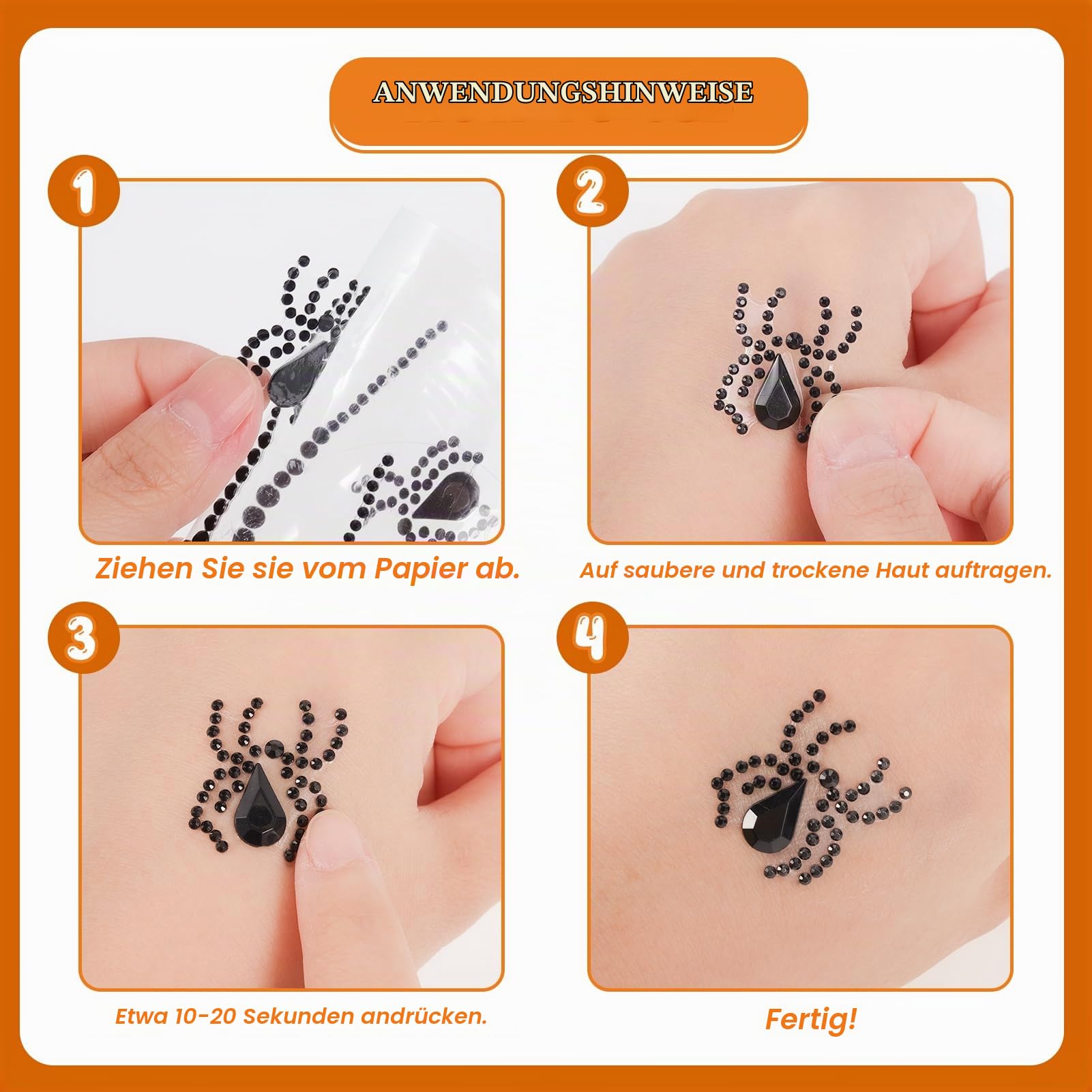 howaf-temporary-tattoos-halloween-gesicht-edelsteine-4-sets image 3