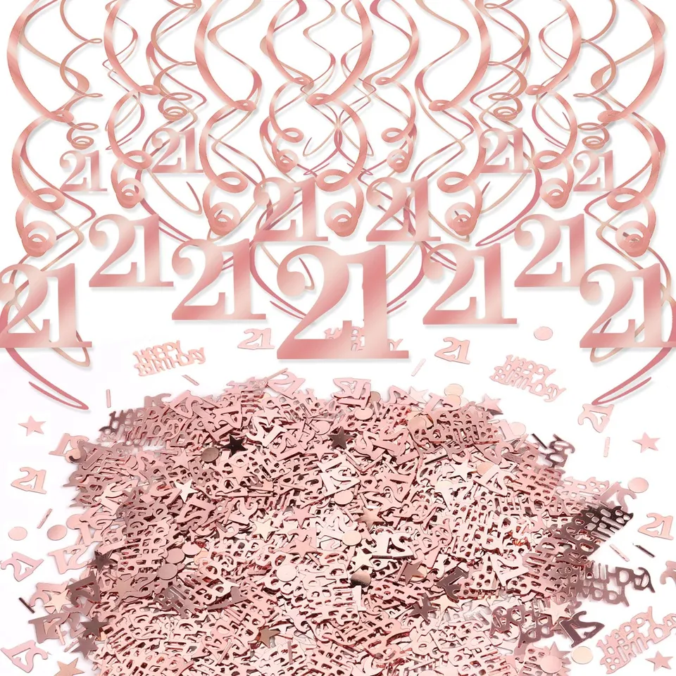 howaf-21-geburtstag-deko-ros-gold-h-ngedeko-konfetti-set image 1
