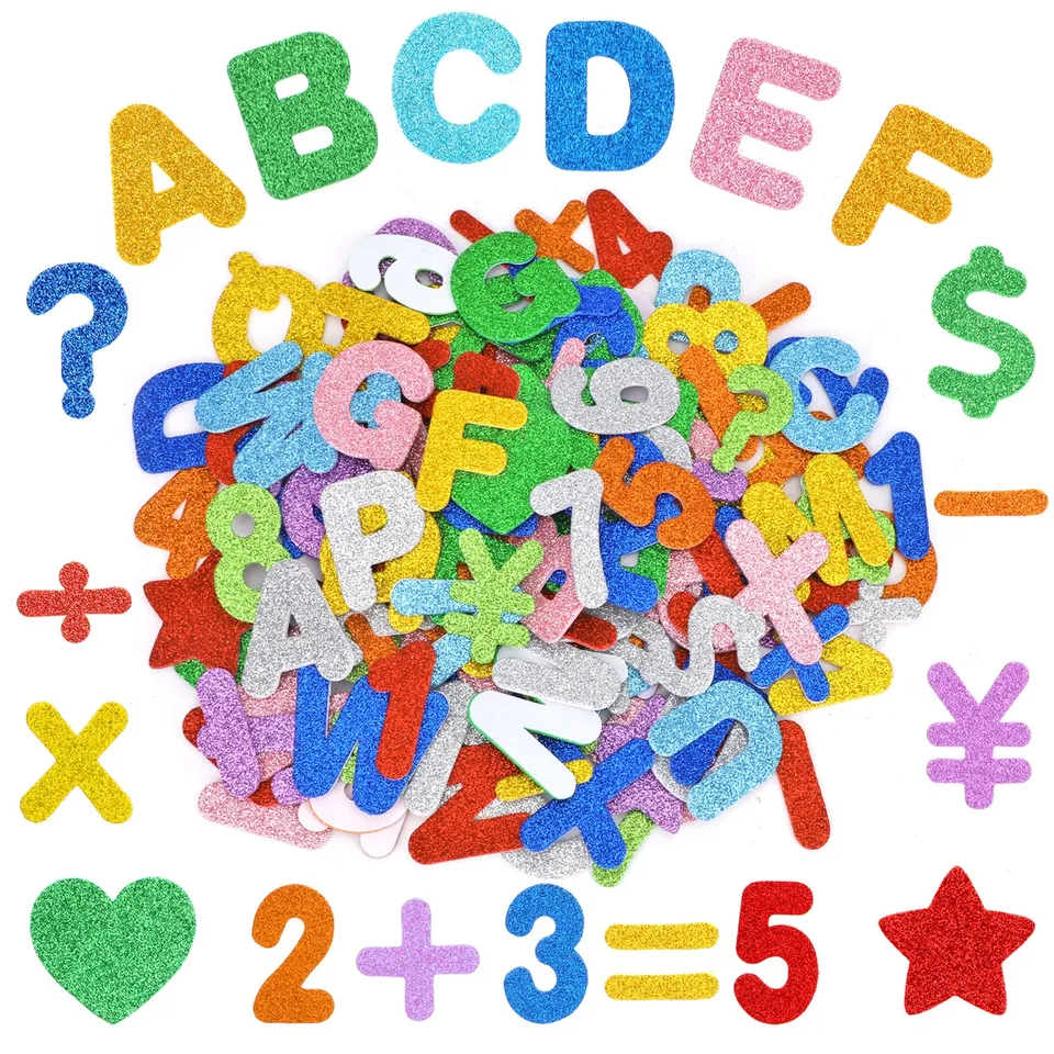 howaf-moosgummi-buchstaben-selbstklebend-glitzer-sticker-138-tlg image 1