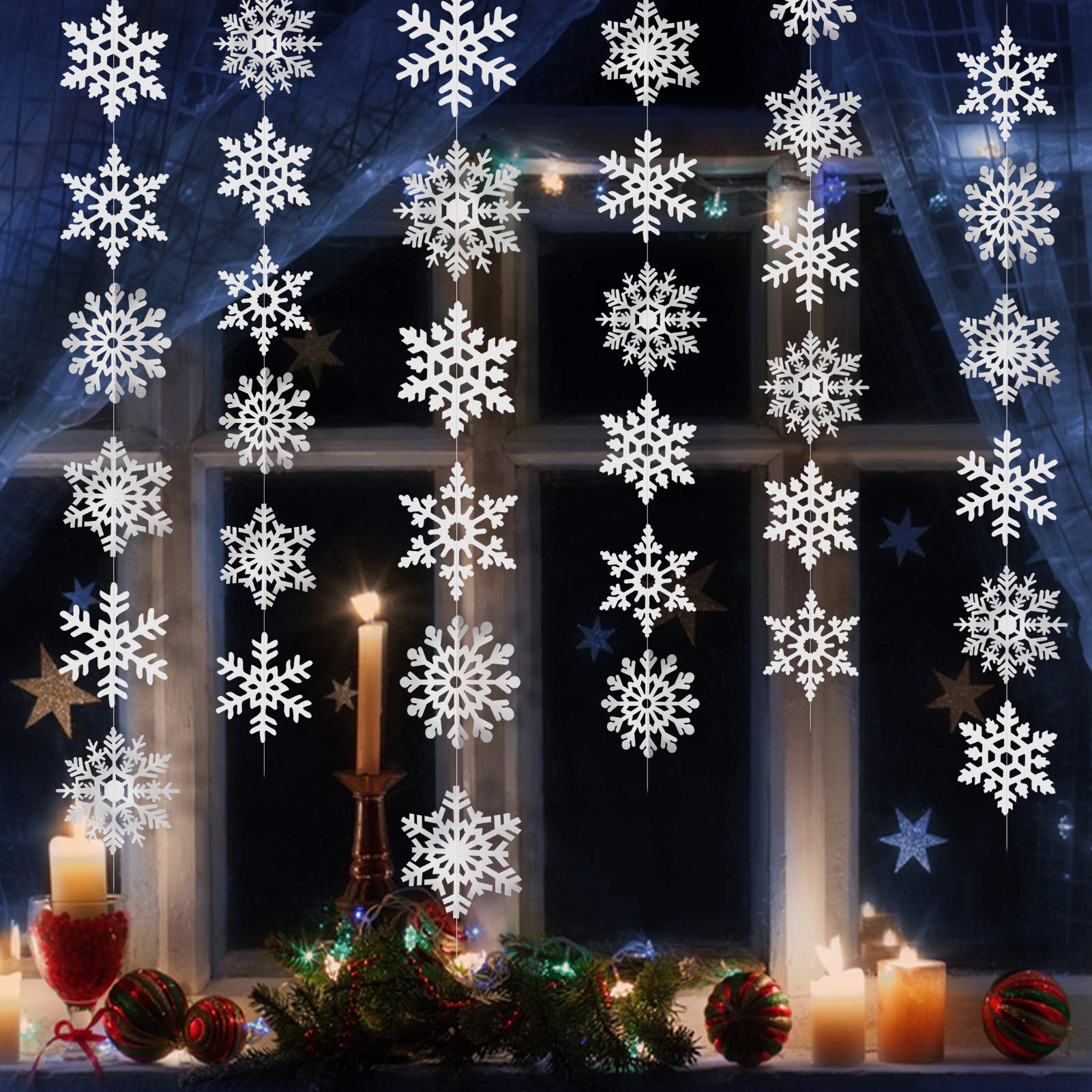 howaf-winter-girlande-schneeflocken-weiss-6x-2m-h-ngedeko image 4
